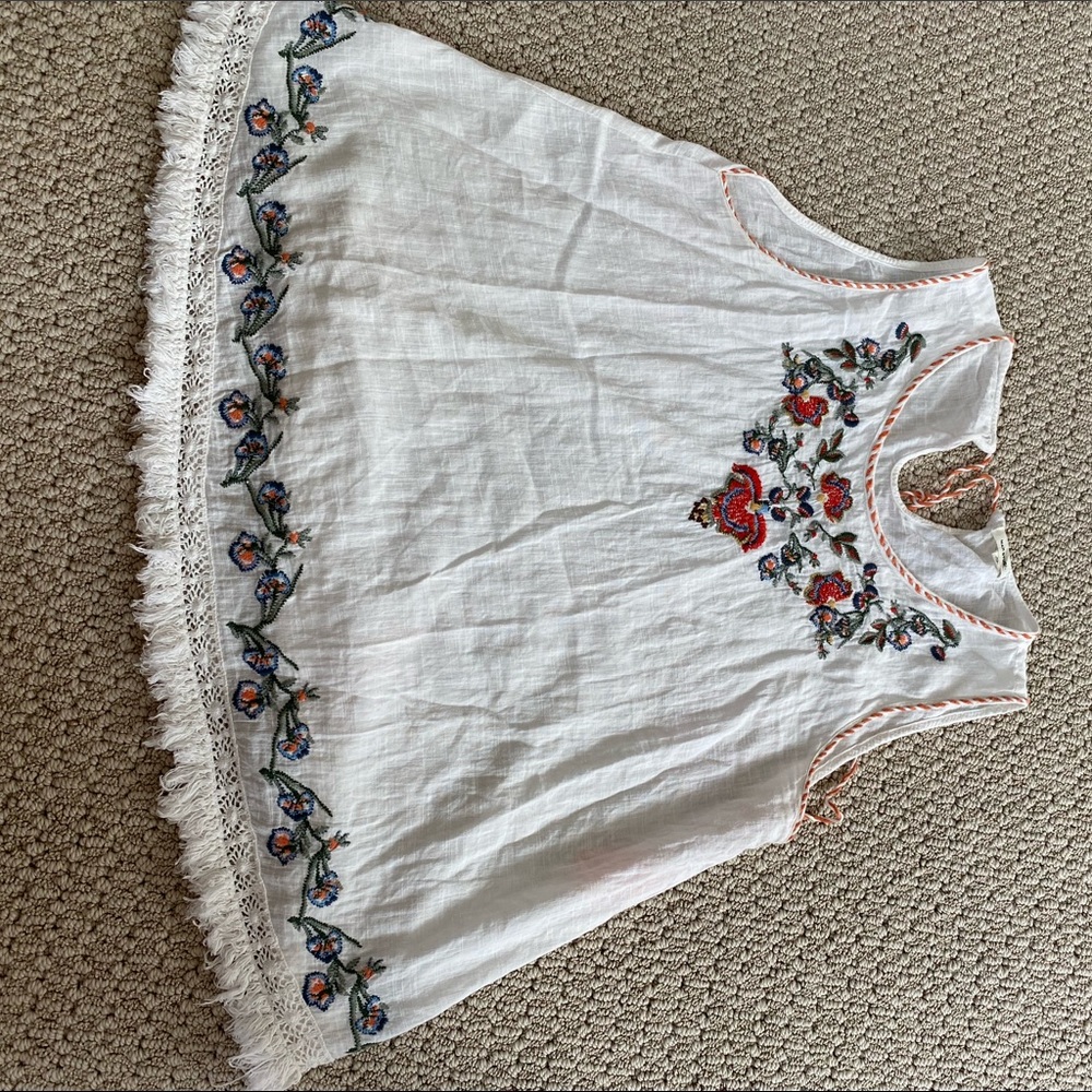 Max Studio Embroidered Linen Tank XL
